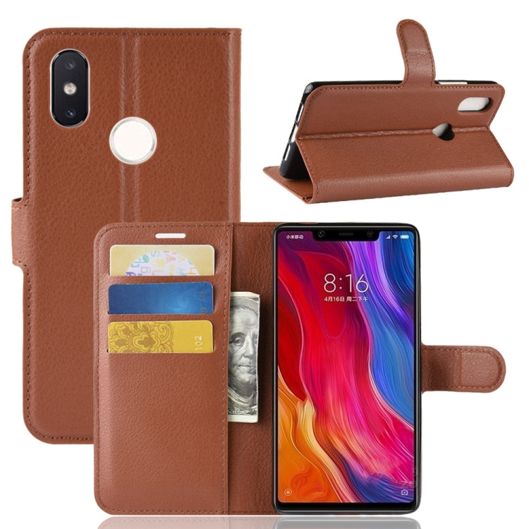 適用於小米 Mi 8 SE 荔枝紋左右開皮套 帶錢包&支架&卡槽