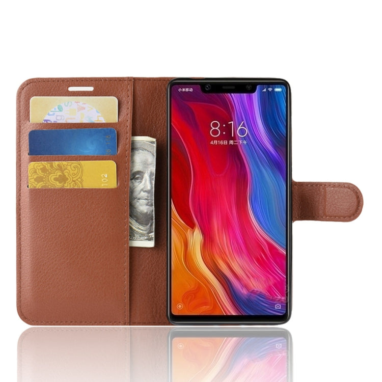 適用於小米 Mi 8 SE 荔枝紋左右開皮套 帶錢包&支架&卡槽