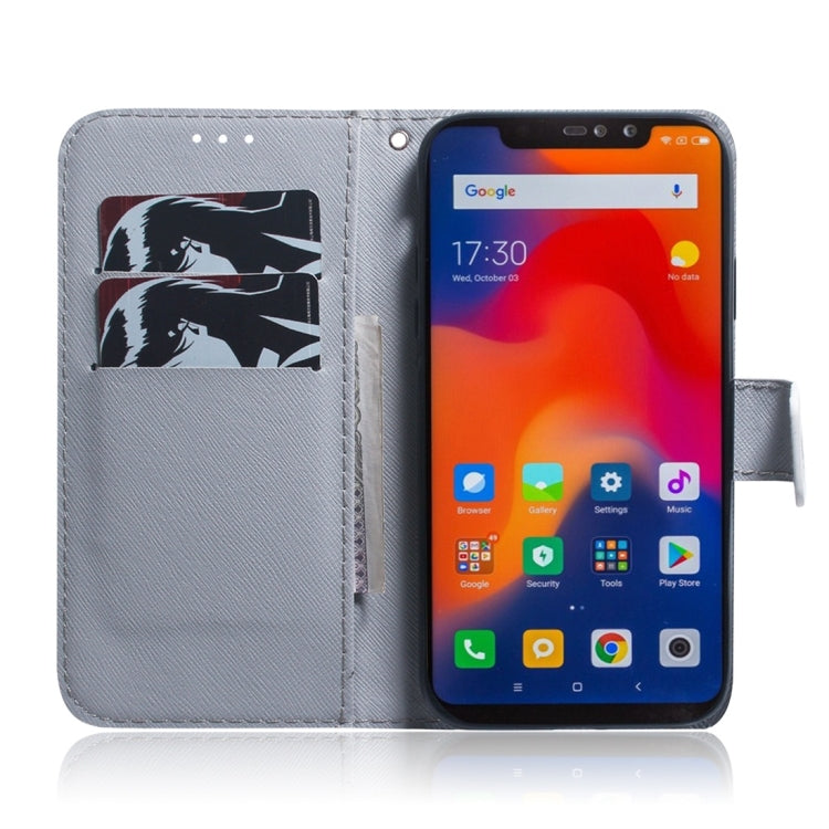 適用於小米 紅米 Note 6 / 紅米 Note 6 Pro 白狼圖案 彩繪左右開皮套，帶支架&卡槽&錢包