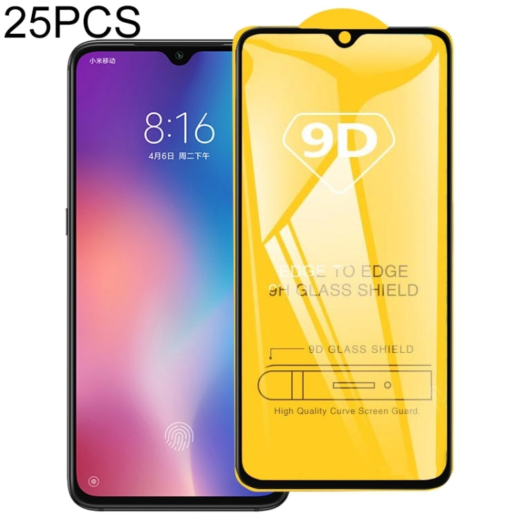 25 PCS 適用於Xiaomi Redmi Note 8 Pro 9D絲印二強 全屏鋼化玻璃膜