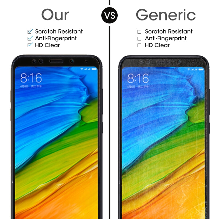 適用於小米 紅米5 Plus 9H表面硬度2.5D弧邊防刮絲印全屏玻璃膜