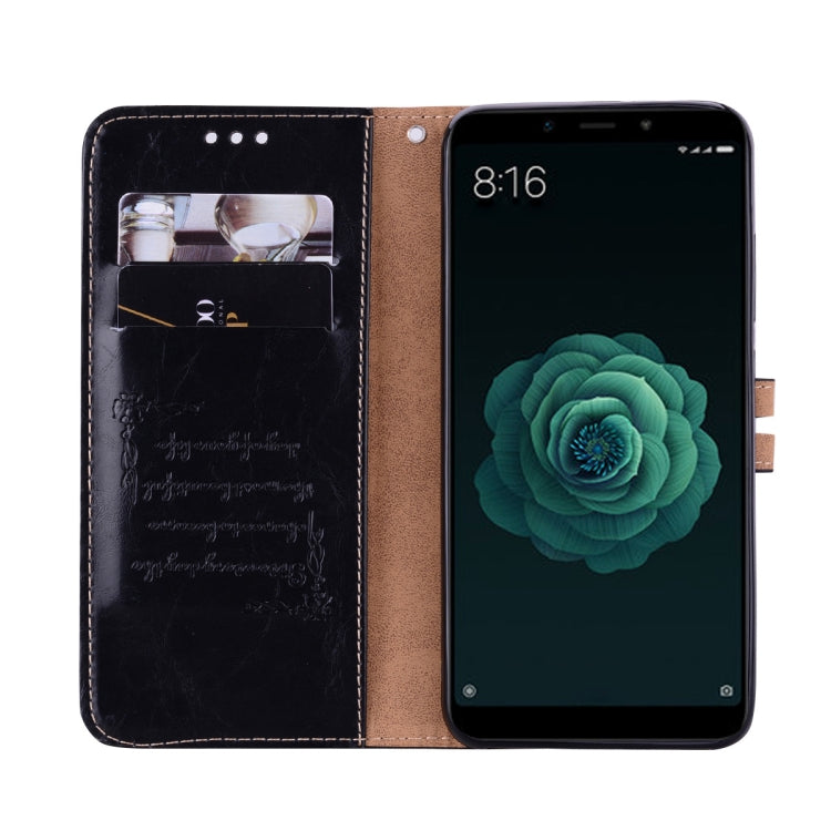 適用於小米 Mi 6X / A2 男女商務款油蠟紋左右翻蓋皮套帶支架&卡槽&錢包