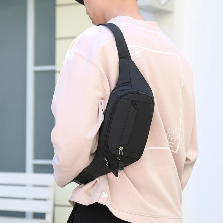 純色多功能休閑腰包防水胸包情侶包