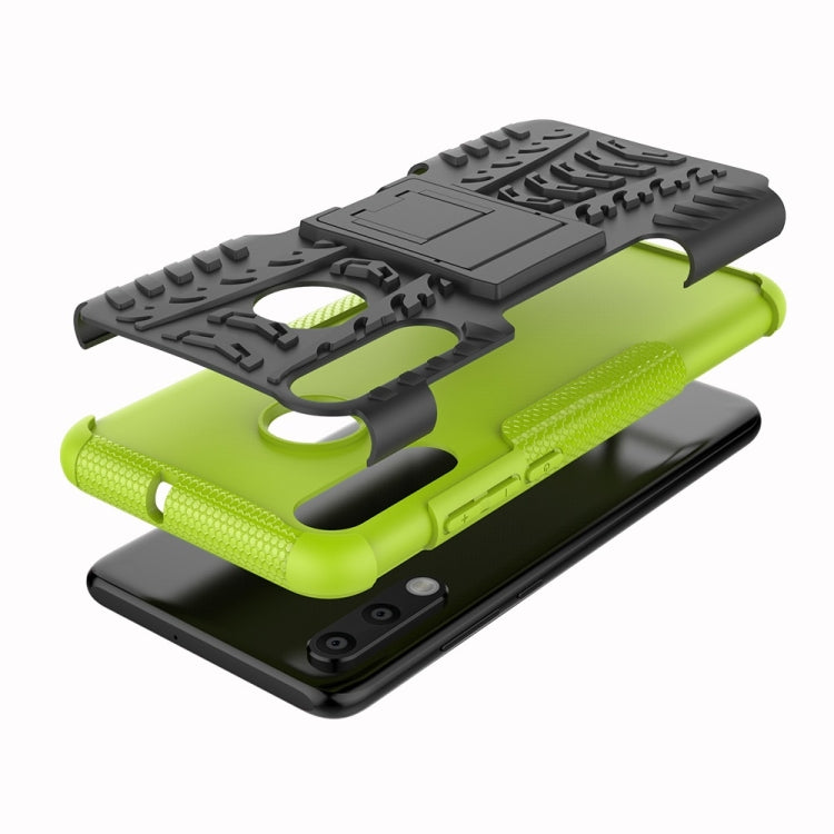 適用於華為P30 lite / Nova 4e, 輪胎紋TPU+PC炫紋手機殼 帶支架