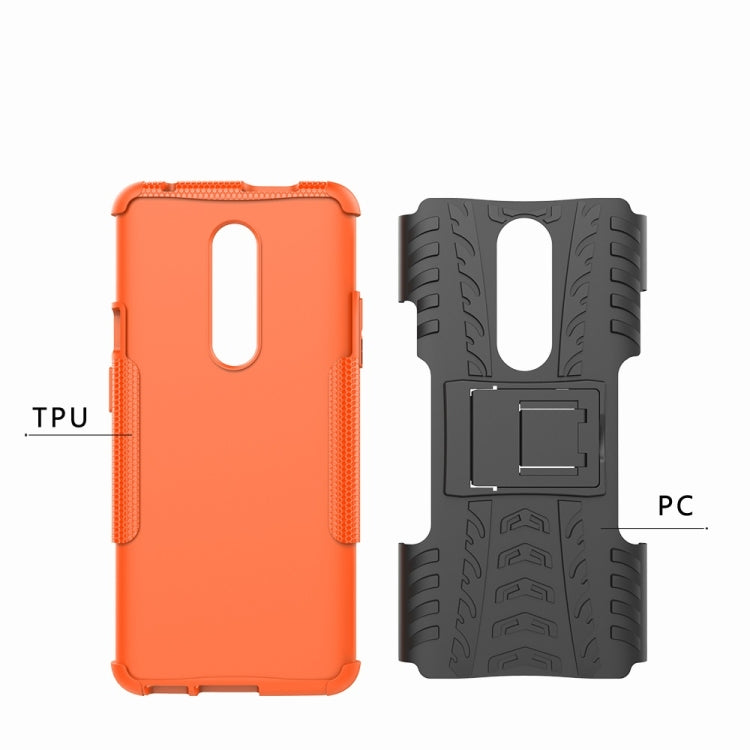 適用於OnePlus 7  輪胎紋TPU+PC炫紋手機殼 帶支架