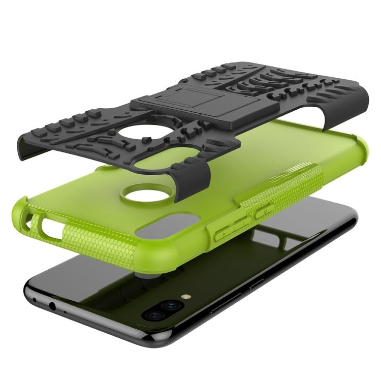 適用於紅米Note 7 輪胎紋TPU+PC炫紋手機殼 帶支架