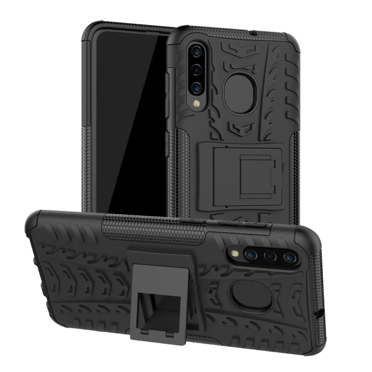 適用於Galaxy A50 / A20 / A30,輪胎紋TPU+PC炫紋手機殼 帶支架