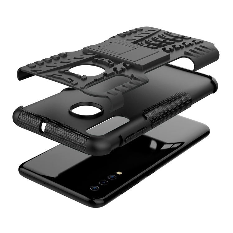 適用於Galaxy A50 / A20 / A30,輪胎紋TPU+PC炫紋手機殼 帶支架