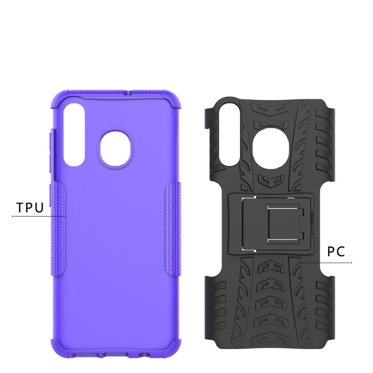 適用於Galaxy A50 / A20 / A30,輪胎紋TPU+PC炫紋手機殼 帶支架