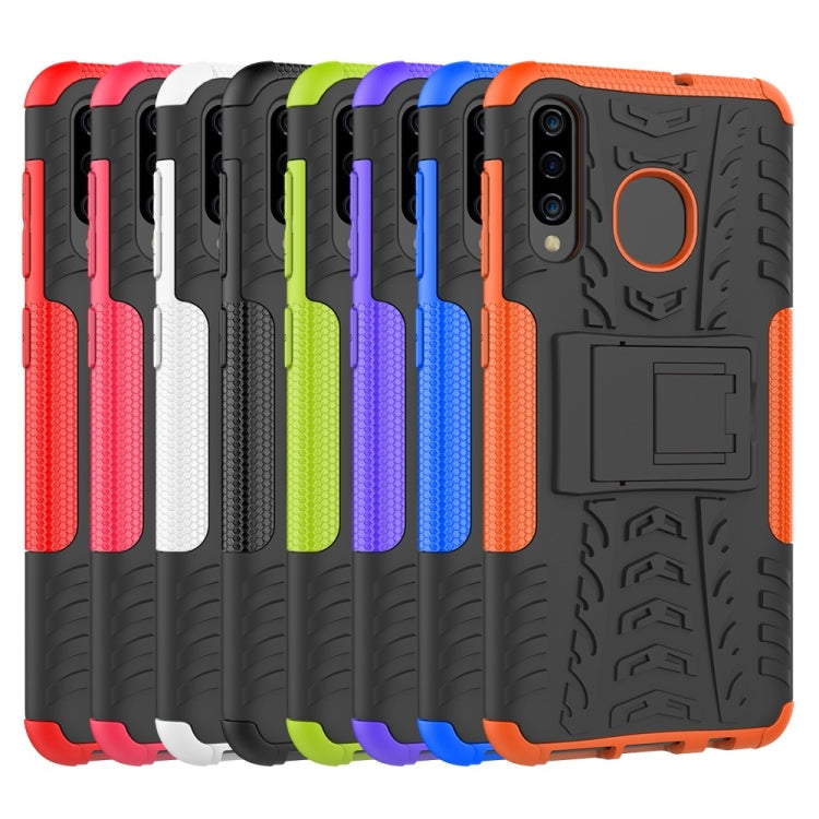 適用於Galaxy A50 / A20 / A30,輪胎紋TPU+PC炫紋手機殼 帶支架
