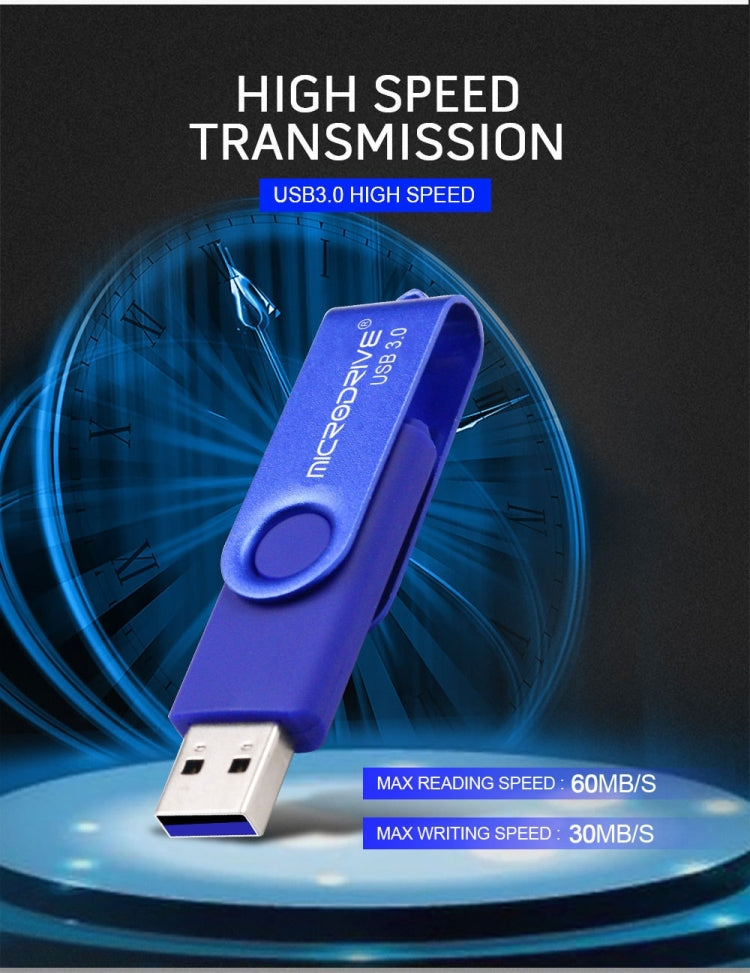 MicroDrive 16GB USB 3.0 安卓手機電腦兩用OTG金屬旋轉U盤