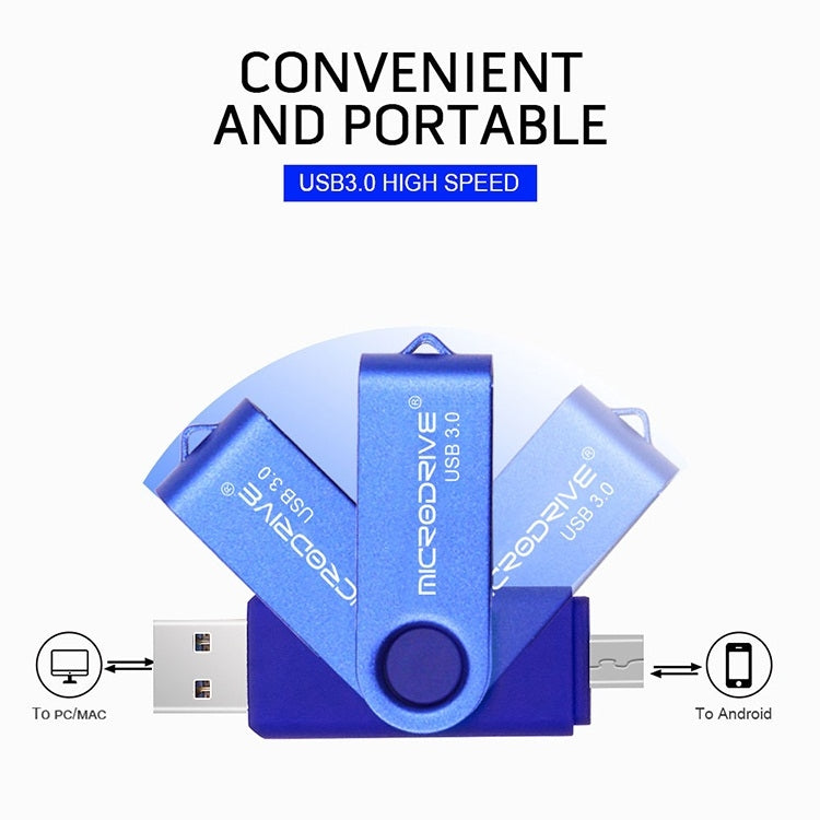 MicroDrive 16GB USB 3.0 安卓手機電腦兩用OTG金屬旋轉U盤