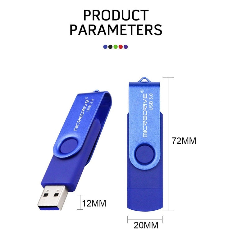 MicroDrive 16GB USB 3.0 安卓手機電腦兩用OTG金屬旋轉U盤