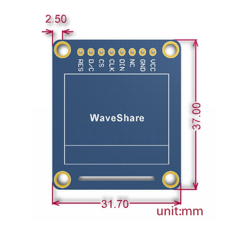 Waveshare 0.95英寸RGB OLED ，SPI接口，直垂直針頭10514