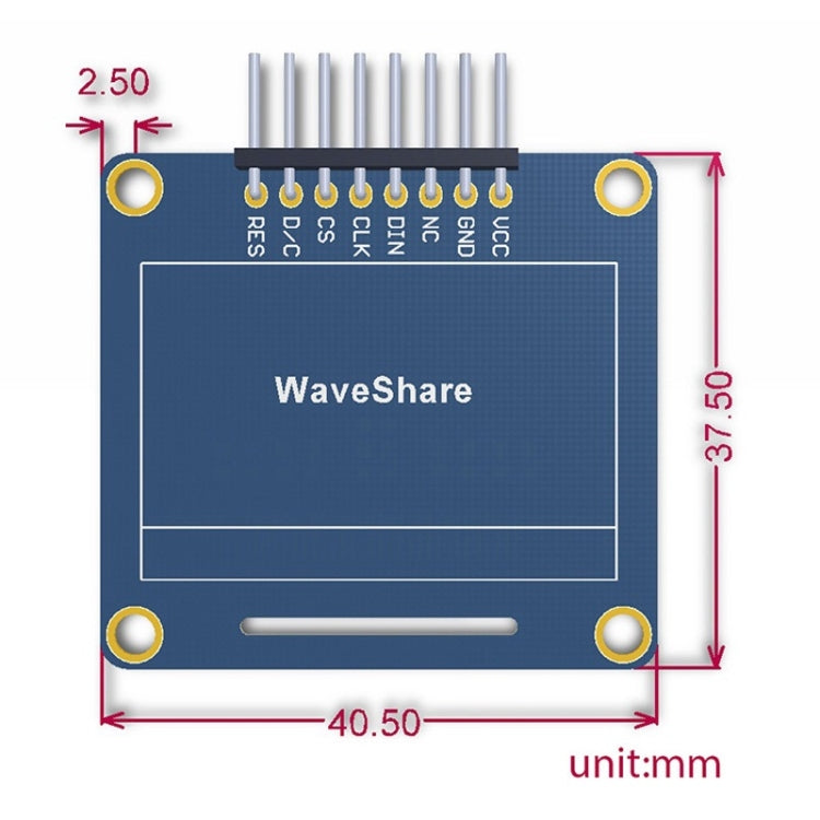 Waveshare 1.3英寸128*64 OLED ，SPI/I2C接口，直垂直針頭10451