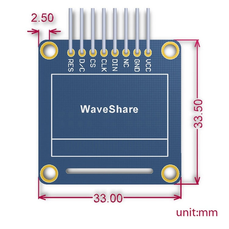 Waveshare 0.96英寸128*64 OLED ，SPI/I2C接口，直垂直針頭9092