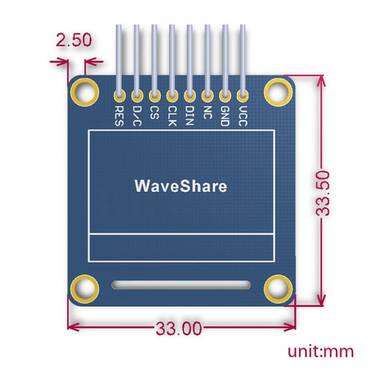Waveshare 0.96英寸128 * 64 OLED，SPI / I2C接口，傾斜水平針頭9085