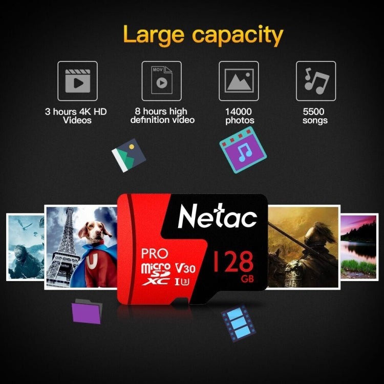 Netac朗科 P500 PRO 128GB U3速度級別 行車記錄儀監控攝像機相機內存卡TF卡