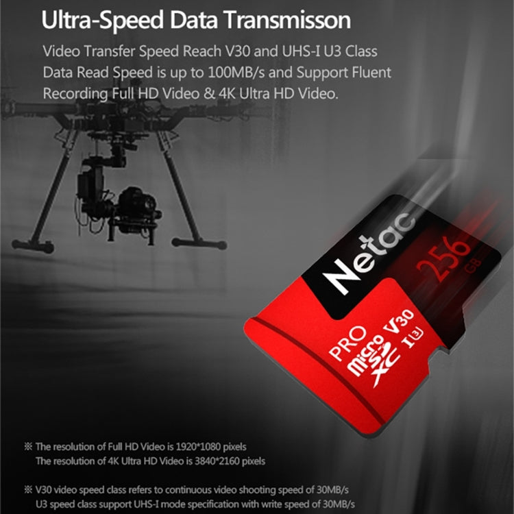 Netac朗科 P500 PRO 256GB U3速度級別 行車記錄儀監控攝像機相機內存卡TF卡