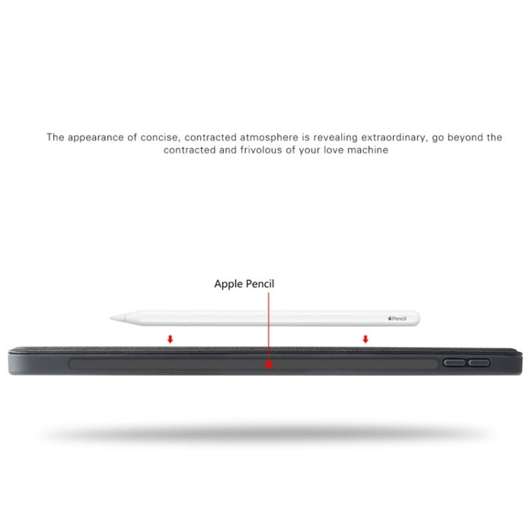 Mutural New 適用於iPad Pro 12.9英寸 雅士系列布紋左右開TPU + PU皮套, 帶三折支架&筆槽