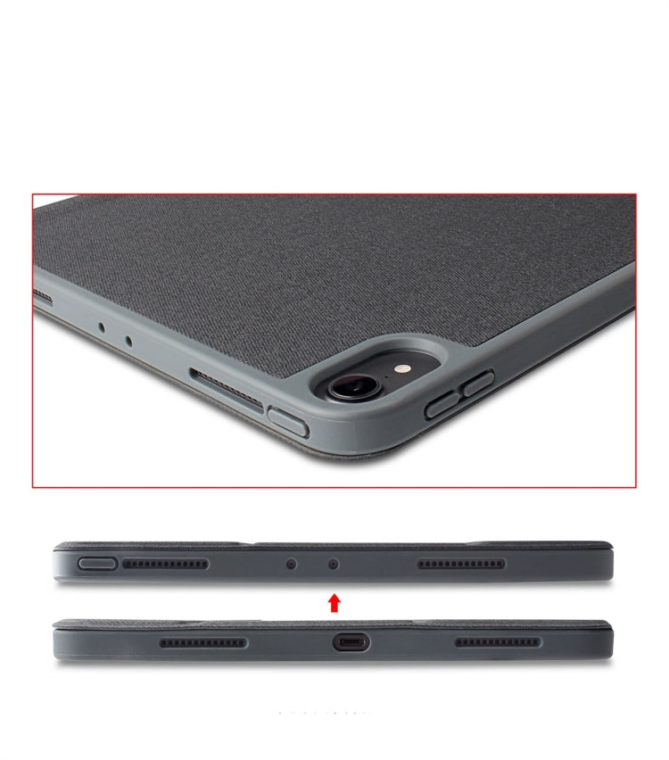 Mutural New 適用於iPad Pro 12.9英寸 雅士系列布紋左右開TPU + PU皮套, 帶三折支架&筆槽