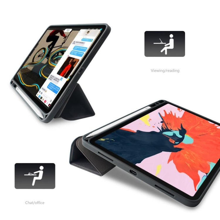 Mutural New 適用於iPad Pro 12.9英寸 雅士系列布紋左右開TPU + PU皮套, 帶三折支架&筆槽