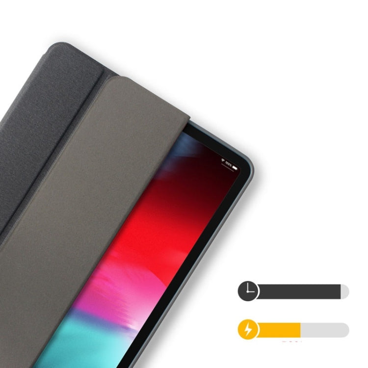 Mutural New 適用於iPad Pro 12.9英寸 雅士系列布紋左右開TPU + PU皮套, 帶三折支架&筆槽