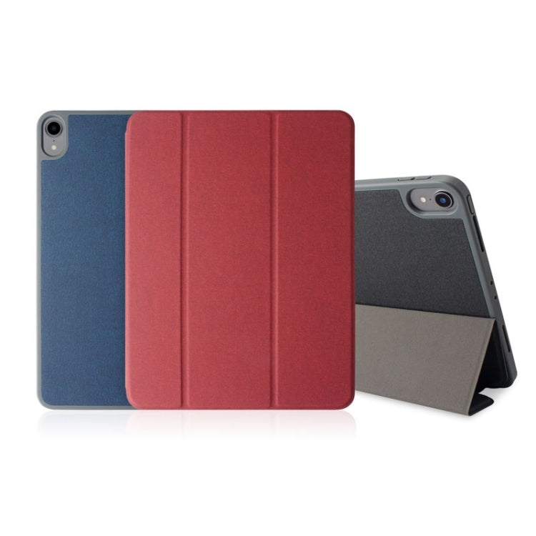 Mutural New 適用於iPad Pro 12.9英寸 雅士系列布紋左右開TPU + PU皮套, 帶三折支架&筆槽