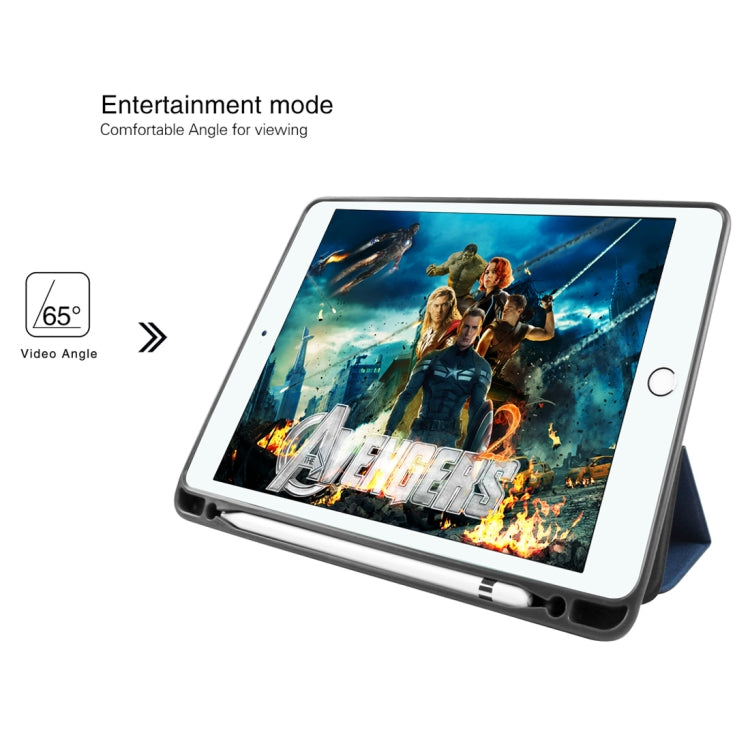 Mutural 適用於iPad Pro 10.5英寸 雅士系列布紋左右開TPU + PU皮套, 帶三折支架&筆槽&休眠功能