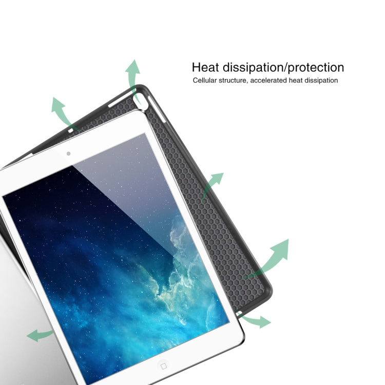 Mutural 適用於iPad Pro 10.5英寸 雅士系列布紋左右開TPU + PU皮套, 帶三折支架&筆槽&休眠功能