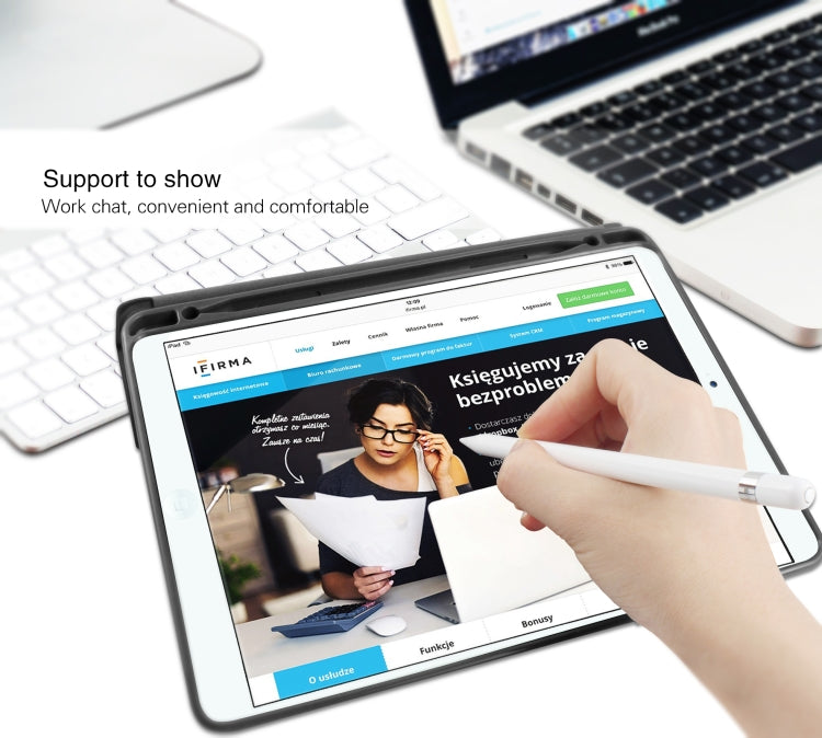 Mutural 適用於iPad Pro 10.5英寸 雅士系列布紋左右開TPU + PU皮套, 帶三折支架&筆槽&休眠功能