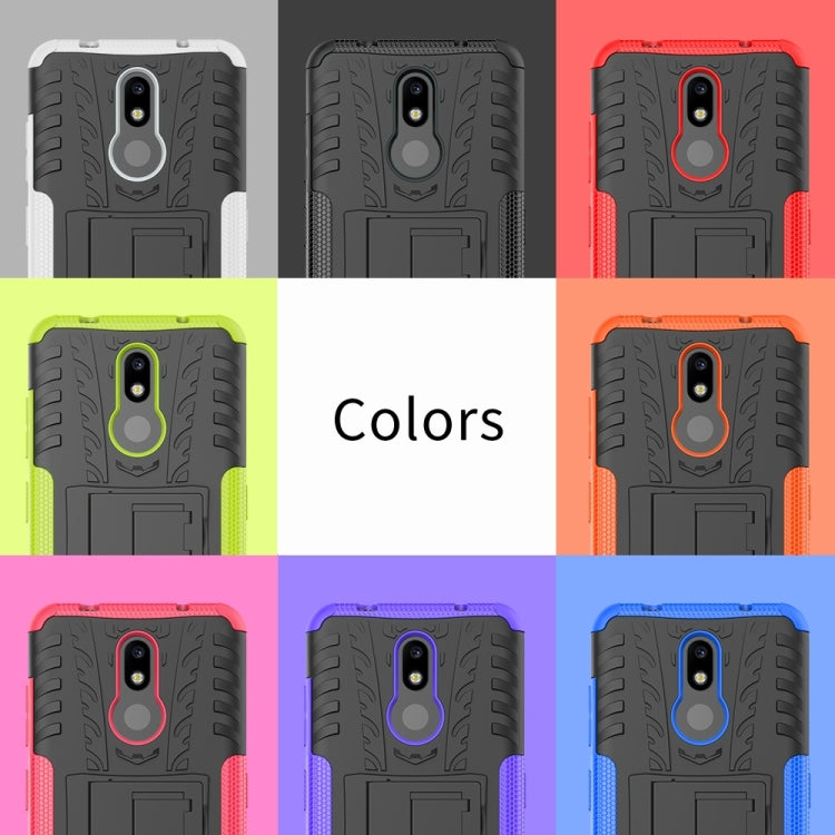 適用於Nokia 3.2 輪胎紋TPU+PC炫紋手機殼 帶支架