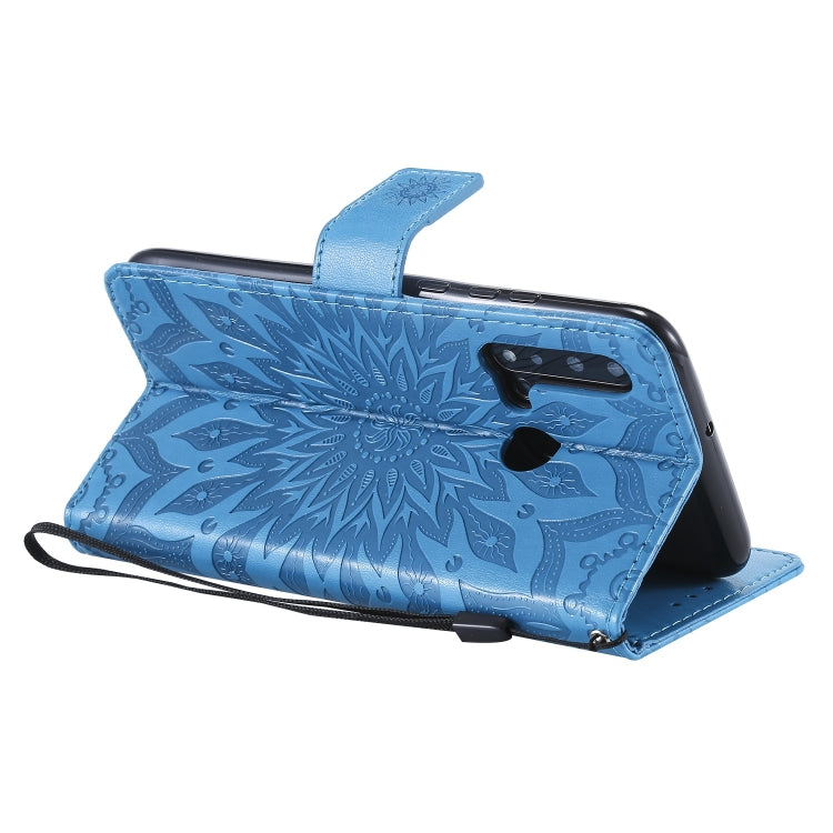 適用於華為 P20 Lite 2019 / Nova 5i 壓花太陽花圖案左右開皮套, 帶支架&卡槽&錢夾&掛繩