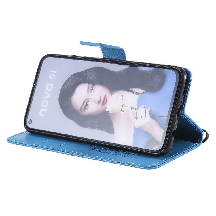 適用於華為 P20 Lite 2019 / Nova 5i 壓花太陽花圖案左右開皮套, 帶支架&卡槽&錢夾&掛繩