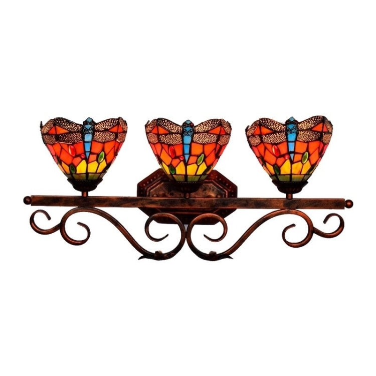 Retro Dragonfly Color Three-heads Wall Lamp Mirror Headlight Corridor Bar Creative Decoration Light