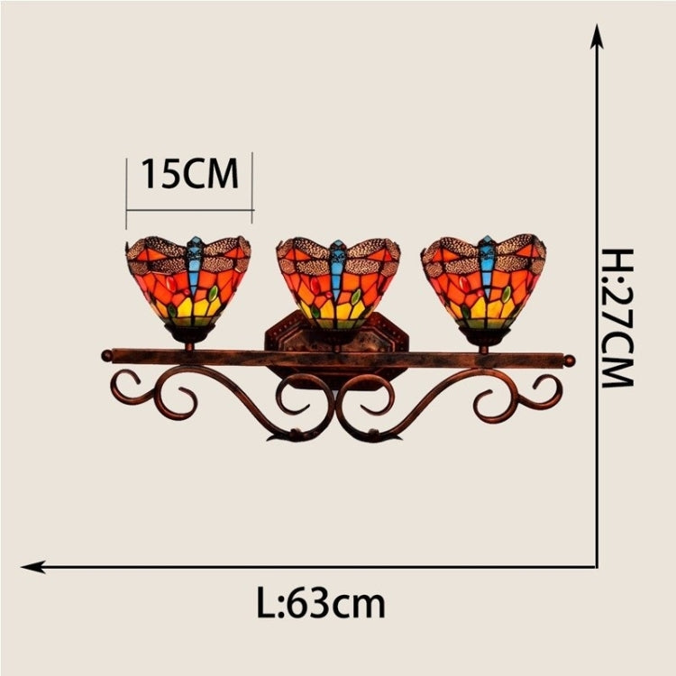 Retro Dragonfly Color Three-heads Wall Lamp Mirror Headlight Corridor Bar Creative Decoration Light