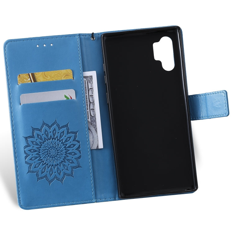 適用於三星 Note10+ / Note 10 Pro 壓花太陽花圖案左右開皮套, 帶支架&卡槽&錢夾&掛繩