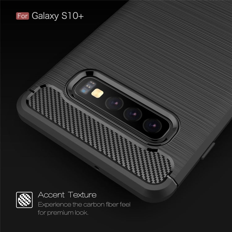 適用於三星S10+拉絲紋碳纖維TPU手機殼