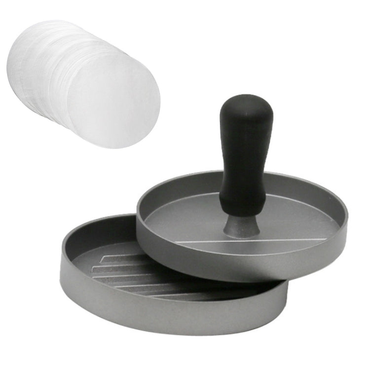 家用食品級鋁合金廚房不粘塗層漢堡壓制模具肉餡餅模具+硅油紙, 1PC Black Handle