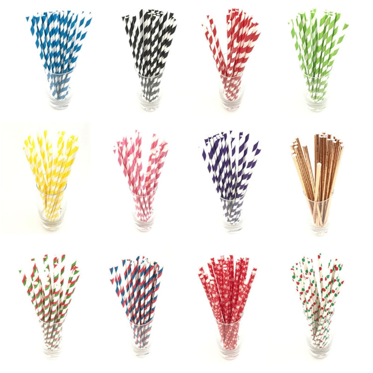 2 Packs / 50pcs Degradable Color Environmental Protection Striped Paper Straw Disposable Kraft Paper Straw, Kraft Paper Straw(Gold), Kraft Paper Straw(Star), Kraft Paper Straw(Red Blue), Kraft Paper Straw(Red Green)